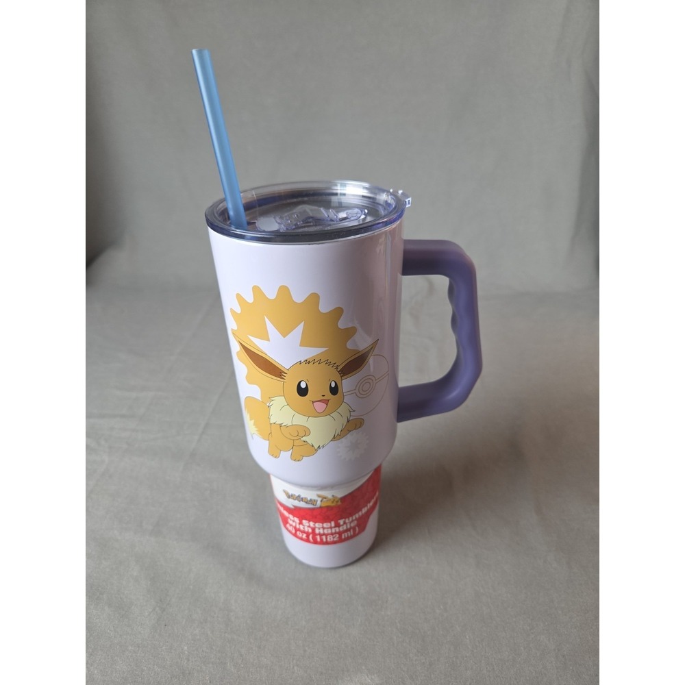 Silver Buffalo Pokemon Eevee #0133 Stainless Steel Tumbler with Straw 40oz